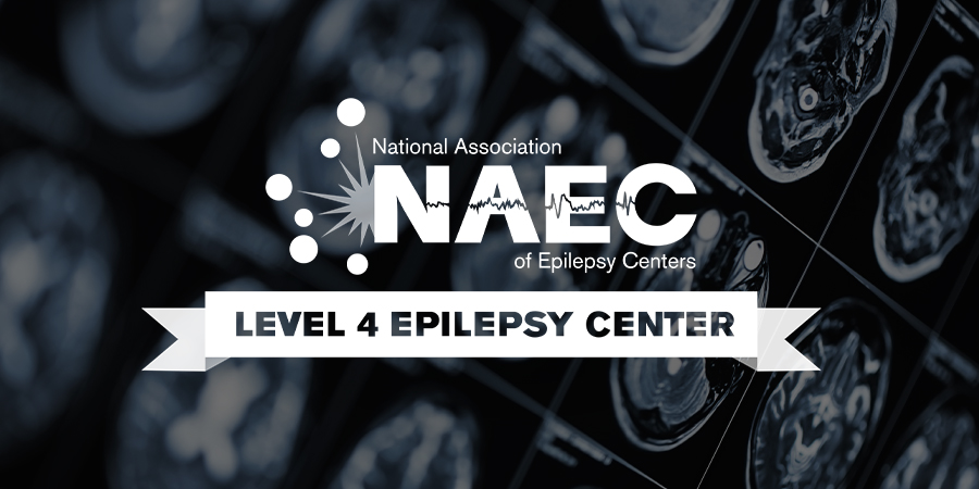 graphic image that states that utmb is a level 4 epilepsy center according to the national association of epilepsy centers (NAEC)