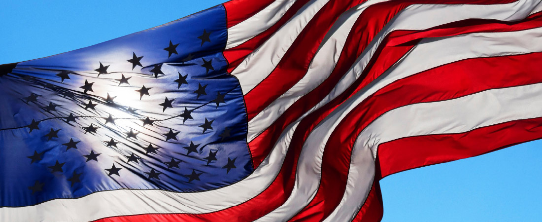 An American flag waving in the wind