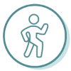 Circle icon with a person walking symbol