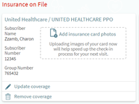 screenshot of insurance on file example