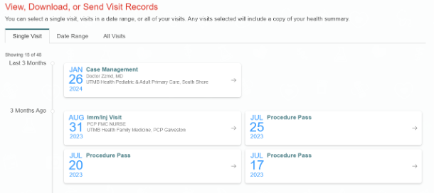 Screenshot of new version of Visit Records