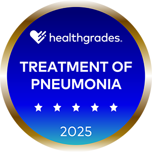 Healthgrades 2025 5 star award for treatment of pneumonia