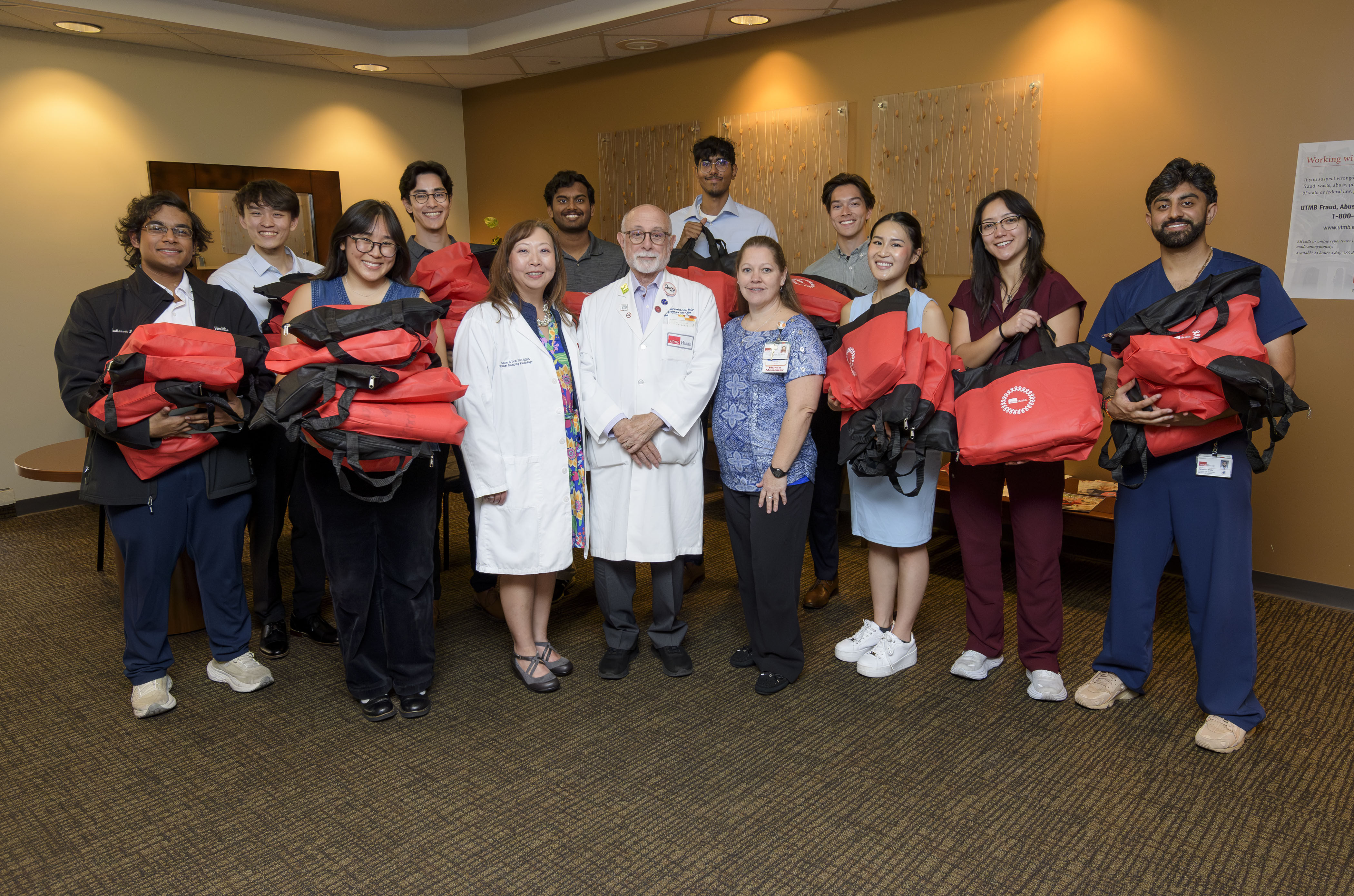 Comfort Kits10 First row (LR): Sudhanvan Iyer, Julia Ding, Dr. Anne Lee, Dr. Avi Markowitz, RN Jennifer Perez, Michelle Trang, Elizabeth Denney, Janak Patel   Second row (LR): Chris Hsu, Alexander David, Karthik Devulapally, Ashwin Vivekananthan, Joshua Lui